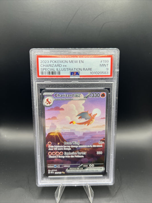 2023 POKEMON MEW EN-151 SPECIAL ILLUSTRATION RARE #199 CHARIZARD EX PSA 9 MINT