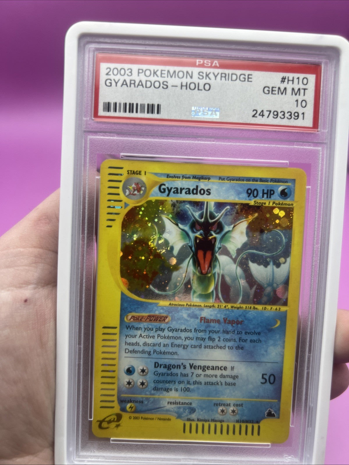 2003 Skyridge H10 Gyarados Holo Rare Pokemon TCG Card PSA 10 Gem Mint Swirl 🌀