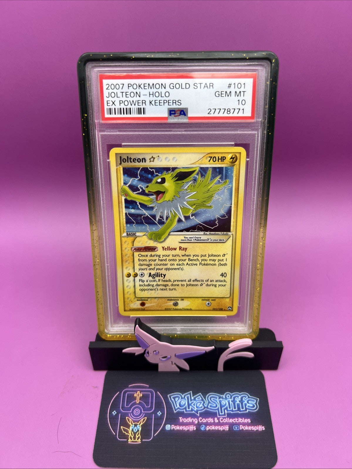 jolteon holographic pokemon card value 2007 Pokémon GOLD STAR Jolteon Holo 101/108 EX Power Keepers PSA 10 🔥😎 – PokeSpiffs