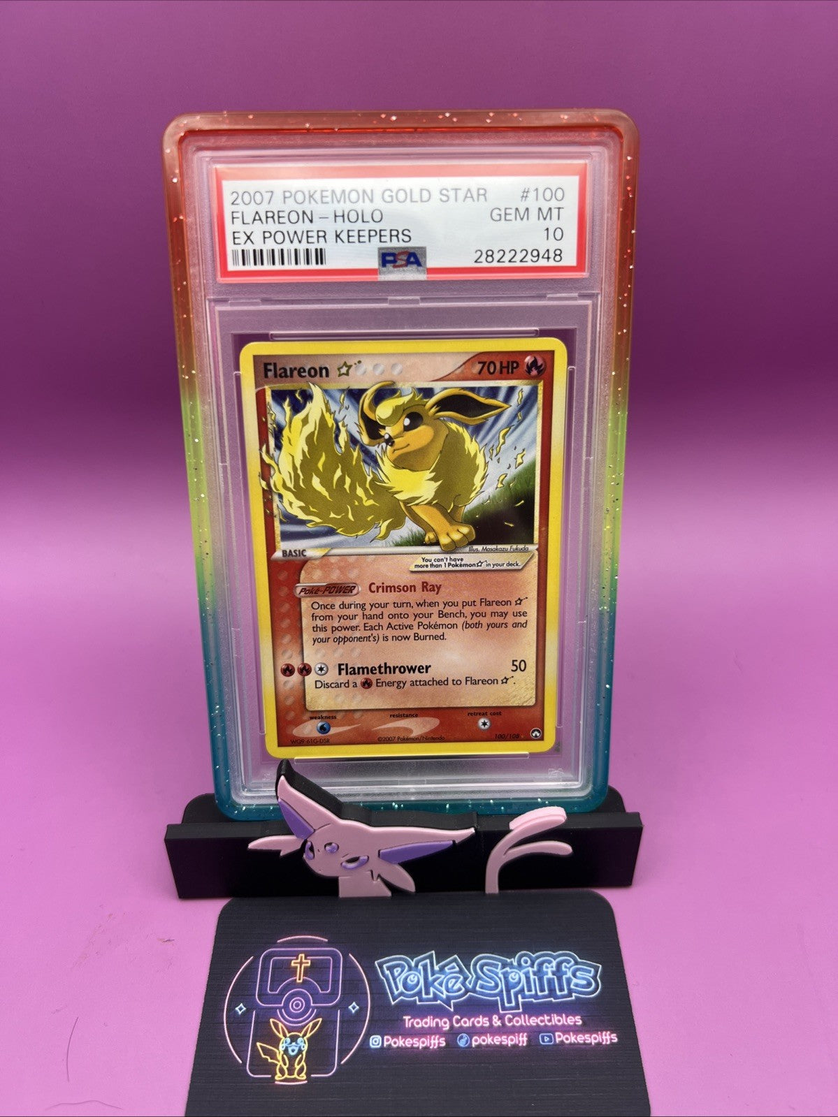 gold flareon pokemon card 2007 Pokémon Gold Star EX Power Keepers Flareon Holo #100